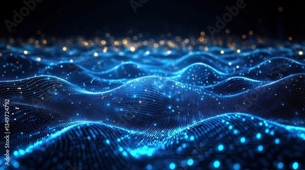 Fototapeta Abstract Blue Wave of Data Points