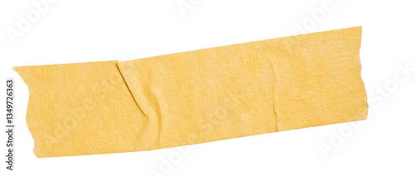 Fototapeta Yellow washi tapes isolated on white. Pieces of decorative tape for scrapbooks. Torn paper a cutout transparent background