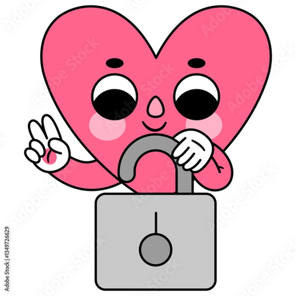 Obraz heart character padlock