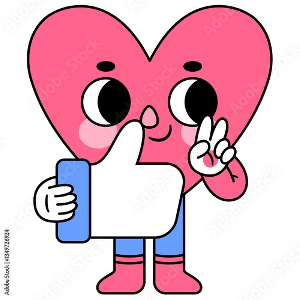 Obraz heart character thumbs up