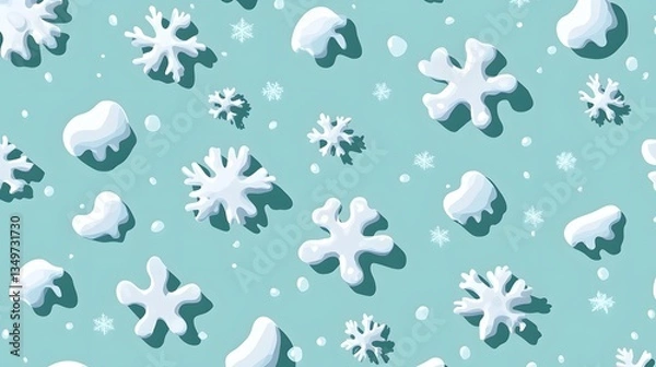 Fototapeta Snowflake Seamless Pattern on Blue Background for Winter Designs