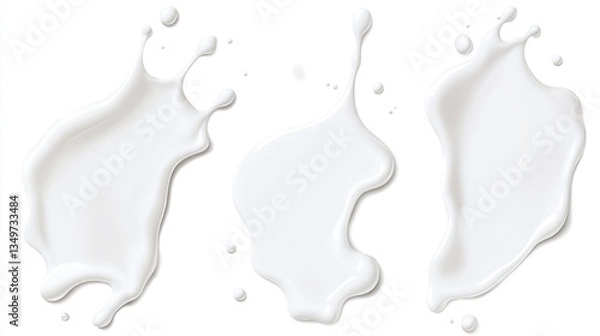 Obraz White Milk Splashes in Motion on White Background