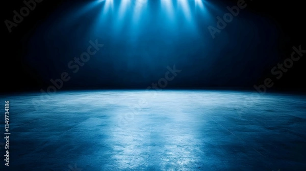 Obraz Dark Blue Studio Spotlight On Polished Concrete Floor