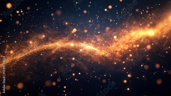 Fototapeta A golden stream of shimmering light crosses a dark background creating an elegant and luminous effect