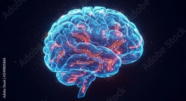 Fototapeta Human Brain Circuitry Neural Network and Cognitive Function Visualization