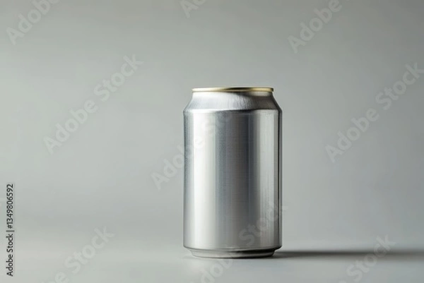 Obraz A single isolated metallic drink can is illuminated on gray