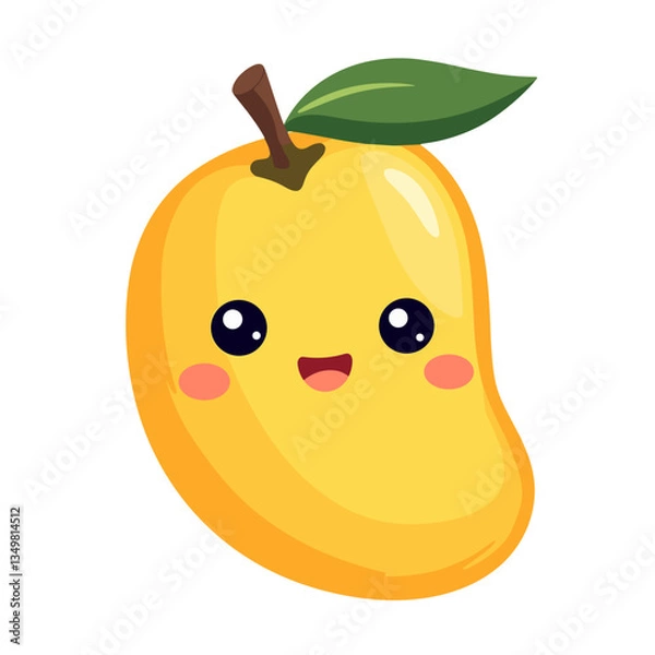 Fototapeta Happy kawaii mango character with simple design, playful concept