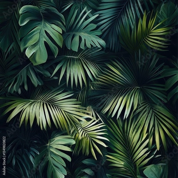 Fototapeta A green pine branch with needles, a winter decoration evoking the Christmas season