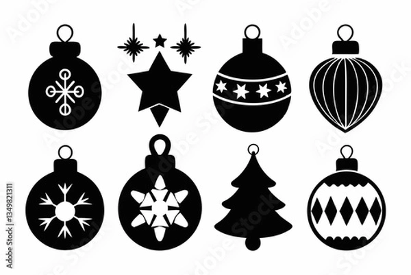 Obraz christmas icon set ornament silhouette vector