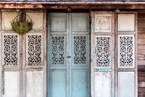 Obraz Wooden wall and windows