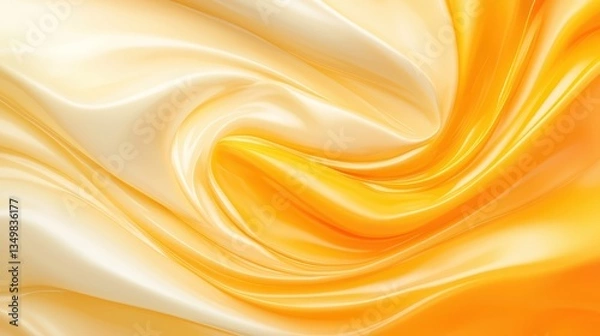 Fototapeta Abstract yellow and white wave design, smooth flowing lines gradient background