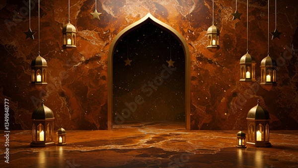 Fototapeta Islamic background texture with Lanterns