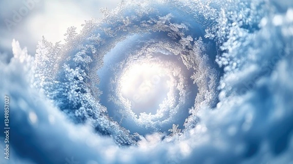 Fototapeta Winter wonderland spiral sky, light, clouds, serenity,  spiritual, surreal,  photo manipulation,  abstract art, possible use backgrounds,  nature, fantasy
