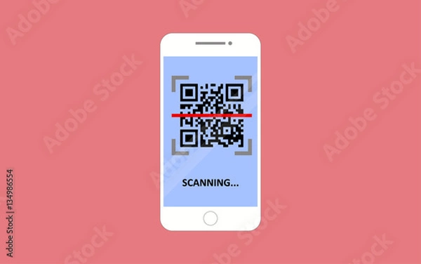 Fototapeta Scan QR code with Mobile phone