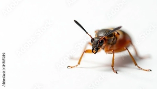 Fototapeta Close-up of single insect on pure white background, clean, bug, creepy crawly