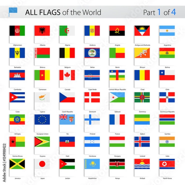 Fototapeta All World Vector Flag Pins - Collection