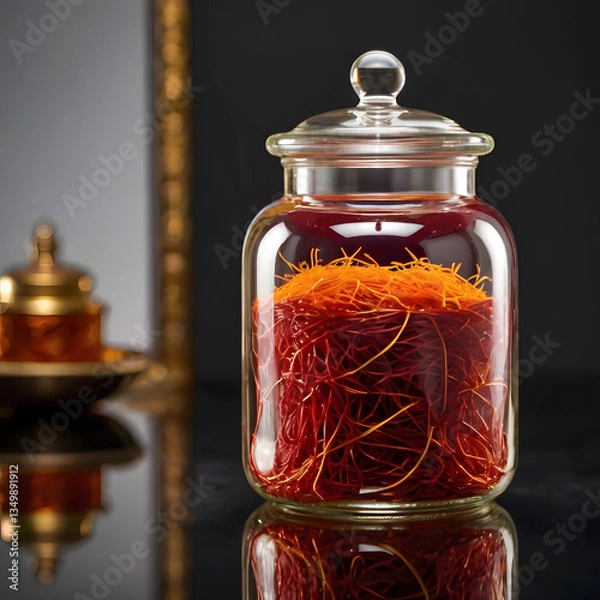 Obraz Saffron Threads in a Glass Jar
