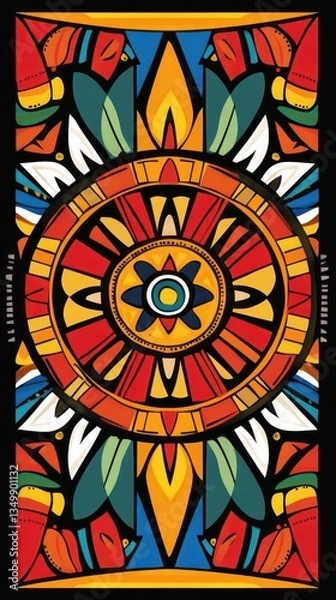 Fototapeta A beautiful colorful geometric stained glass inspired artistic creation