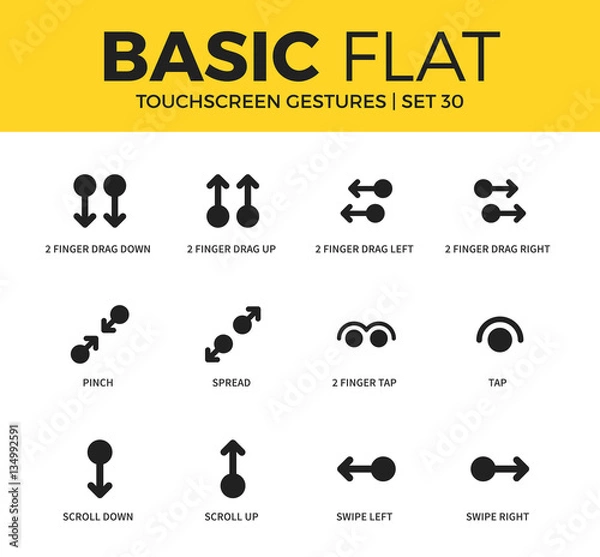 Obraz Basic set of Touchscreen gestures icons