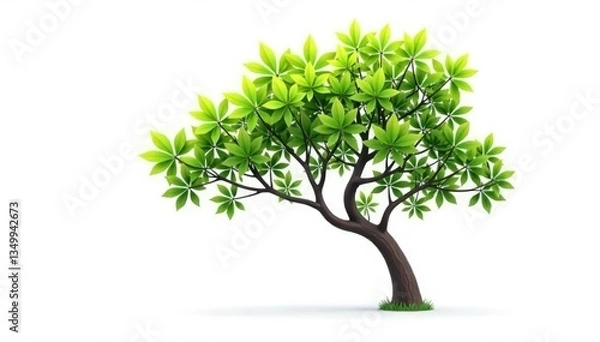 Fototapeta Single tree branch isolated on white background, abstract, tree branch