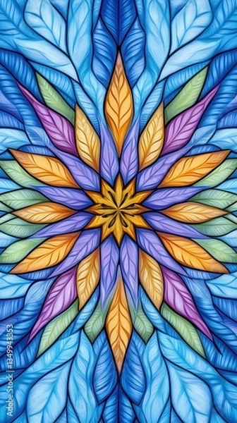 Fototapeta A Dazzling Kaleidoscope of Neon Lights Intertwined with Vibrant Floral Patterns in Blue, Purple, Orange, and Green Shades