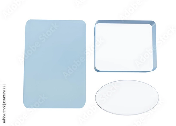Fototapeta Set of transparent plates with place for text on transparent background. Style glassmorphism. For sites, applications, wallpapers
