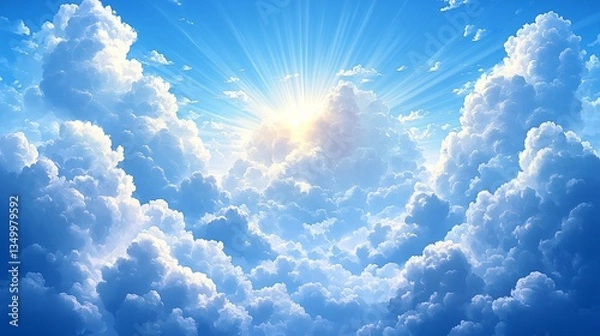 Fototapeta divine grace in heaven with sunny rays
