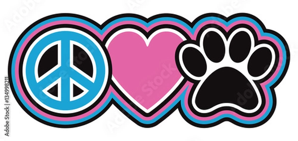 Obraz Peace-Love-Pets