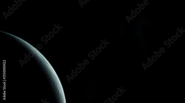 Fototapeta Celestial Dawn: Witness a mesmerizing glimpse of a distant planet, its atmosphere subtly illuminated against the inky blackness of space, symbolizing the boundless wonders of the universe.