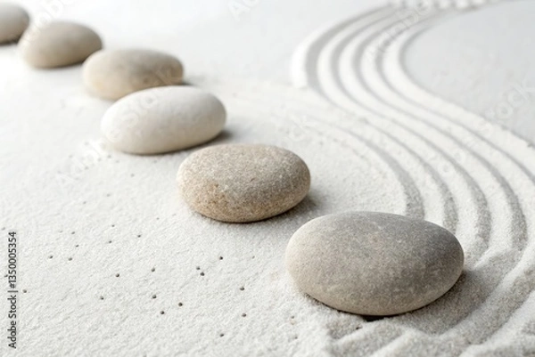 Fototapeta Calming Rocks Arranged in Sand With Tranquil Patterns Generative AI