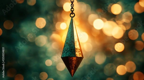 Fototapeta Charming hanging light fixture casting a soft glow in an ethereal setting surrounded by dreamy clouds and inviting warmth and comfort.