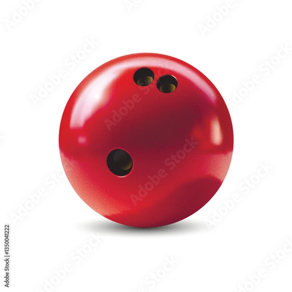 Fototapeta Red Bowling Ball vector realistic illustration