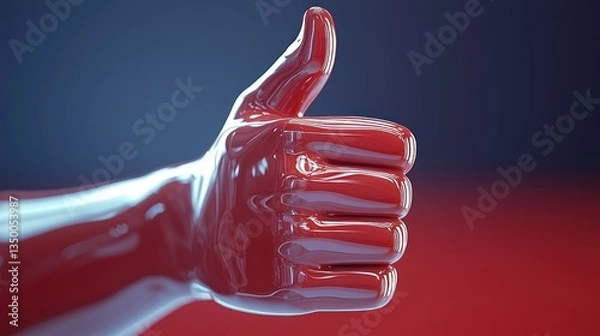 Obraz Red glossy hand giving a thumbs up