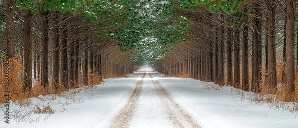 Obraz Snowy Tree Lined Path