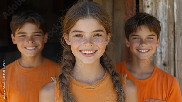 Obraz Three children smiling