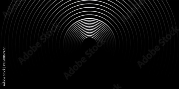Fototapeta 3D silver lines techno abstract background overlap layer on dark space with circles effect decoration. Modern graphic design element stripes style concept for web banner, flyer, card or brochure cover