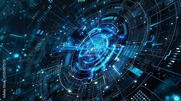 Obraz Futuristic digital network data swirling, abstract background, technology concept