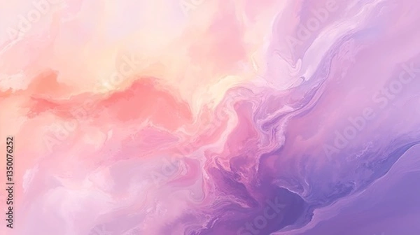 Fototapeta A mesmerizing pastel fluid abstract with soft pink, peach, and lavender hues blending seamlessly. Ethereal, dreamy, and artistic, ideal for decor and digital design.