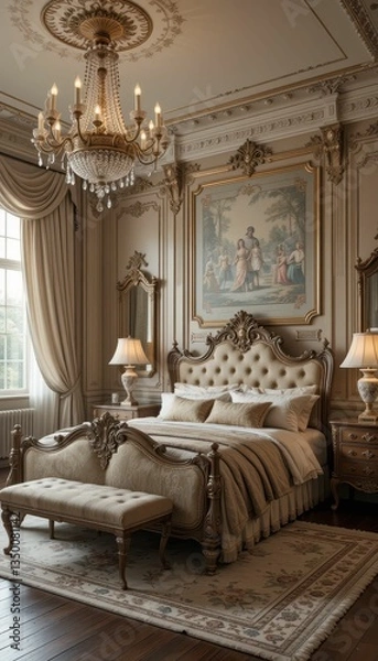 Fototapeta Elegant Bedroom with Classic Design and Luxurious Decor