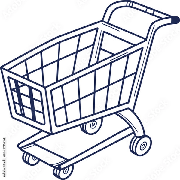 Fototapeta shopping cart isolated on white
