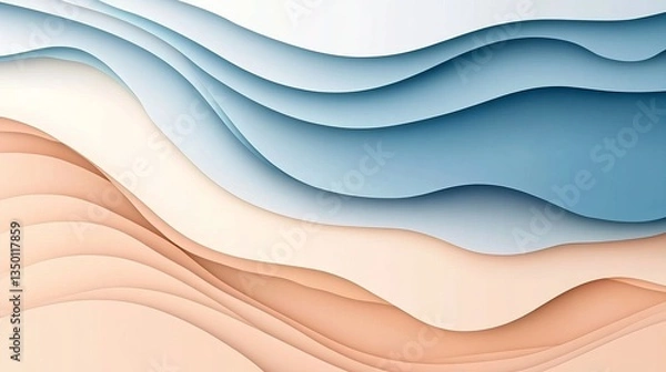 Fototapeta Abstract Background with Layered Wavy Surfaces Creating a Flowing Effect