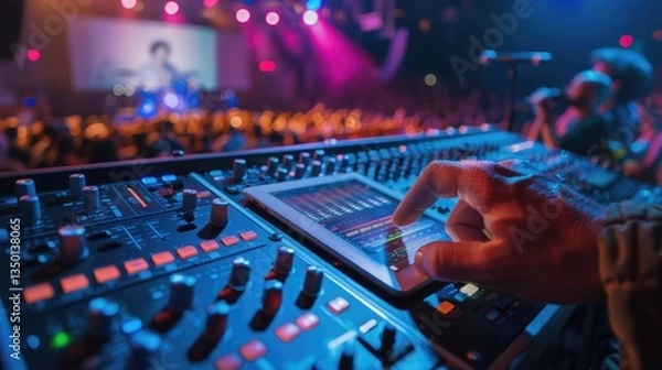 Obraz Sound Engineer Adjusting Audio Levels During a Concert