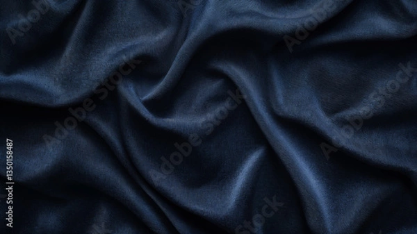 Fototapeta A rich, smooth deep blue silk fabric with elegant folds and a soft sheen. Opulent, sophisticated, and timeless, perfect for luxury branding and textiles.