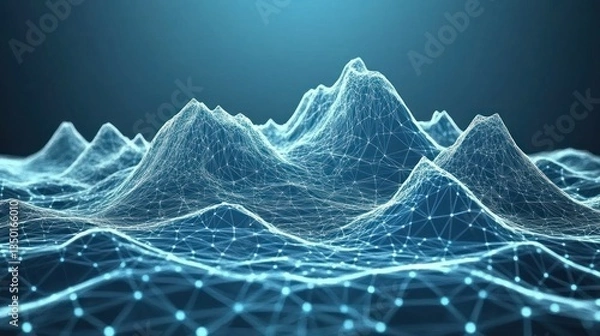 Fototapeta Abstract digital mountains, technology background, network landscape