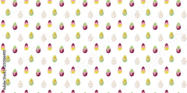 Obraz Seamless pattern with easter painted eggs.