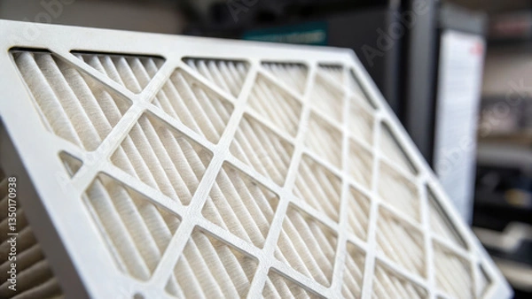 Fototapeta Dust free air filter with perfectly aligned pattern, showcasing its intricate design and functionality for clean air