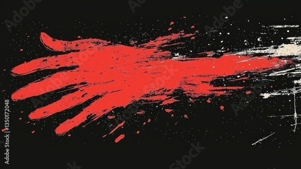 Fototapeta Red hand print, splattered