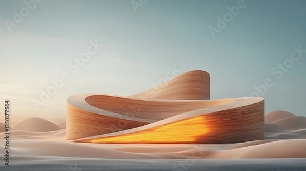 Obraz Abstract wooden structure in desert landscape