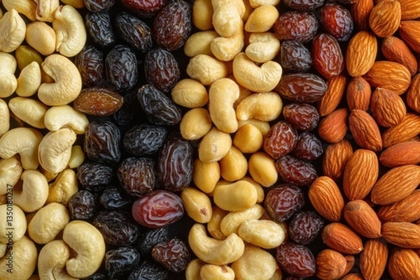 Fototapeta Ramadan visual with dates and dry fruits on luxury background