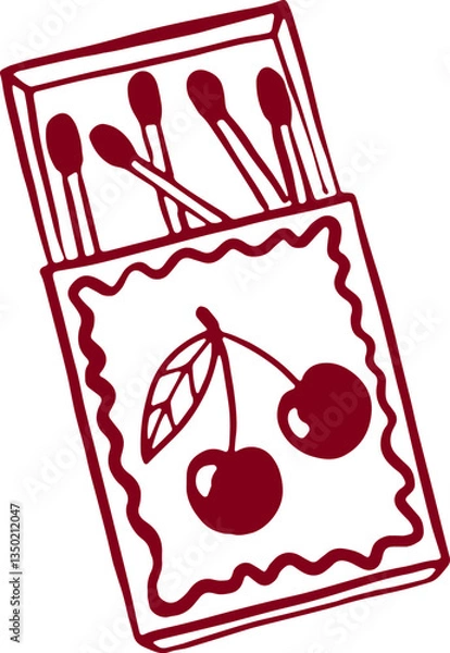 Obraz Cherry matchbox coquette cute illustration.